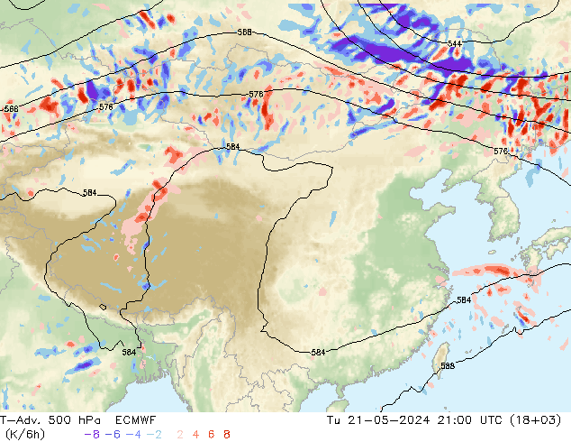 T-Adv. 500 hPa ECMWF Tu 21.05.2024 21 UTC