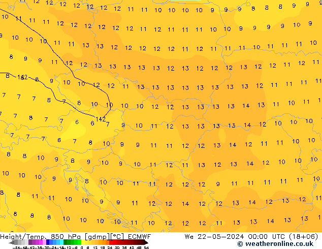 Z500/Rain (+SLP)/Z850 ECMWF Qua 22.05.2024 00 UTC