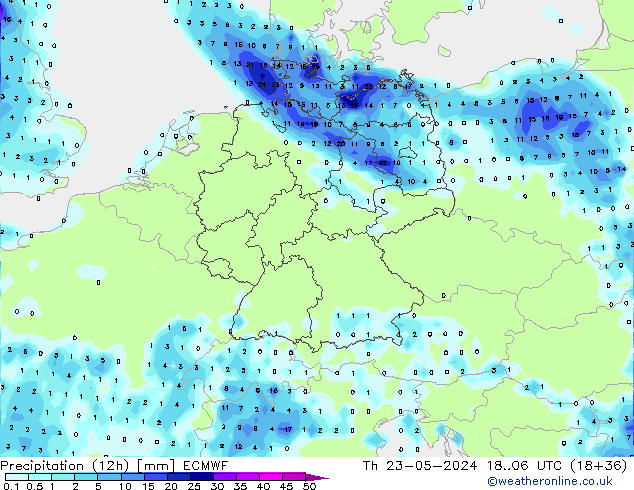 Yağış (12h) ECMWF Per 23.05.2024 06 UTC