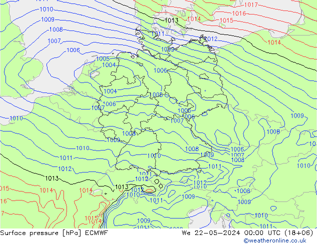 pression de l'air ECMWF mer 22.05.2024 00 UTC