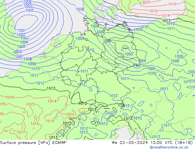 pression de l'air ECMWF mer 22.05.2024 12 UTC