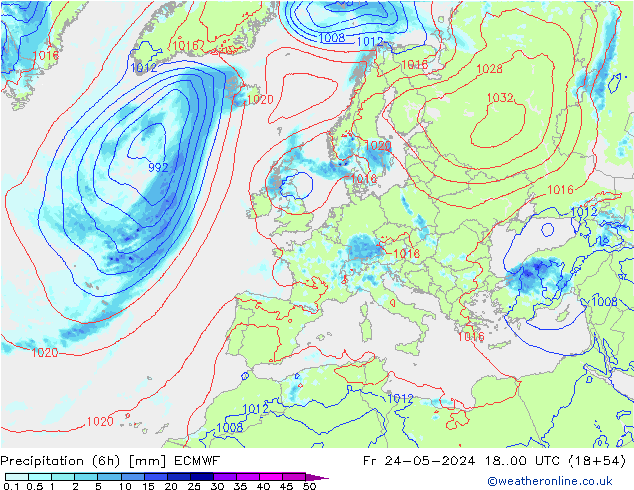 Z500/Rain (+SLP)/Z850 ECMWF vie 24.05.2024 00 UTC