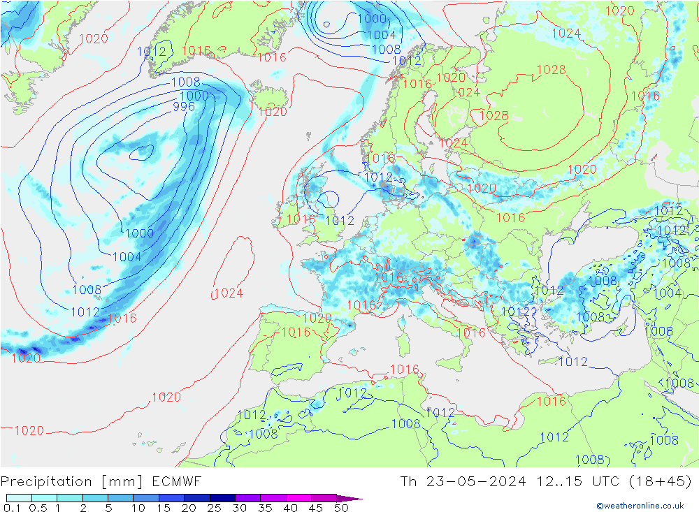 Niederschlag ECMWF Do 23.05.2024 15 UTC