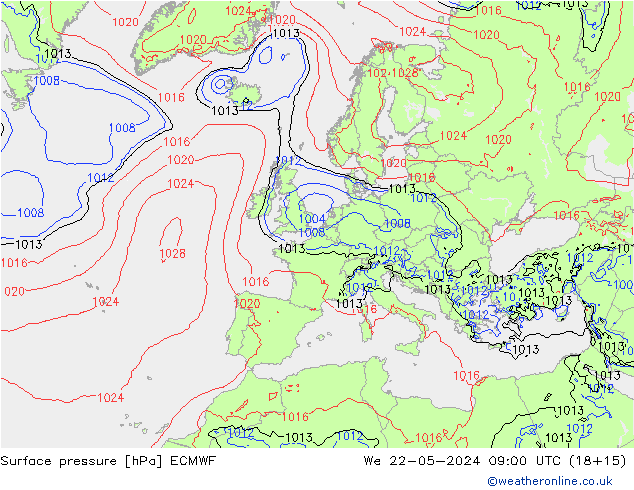 pression de l'air ECMWF mer 22.05.2024 09 UTC