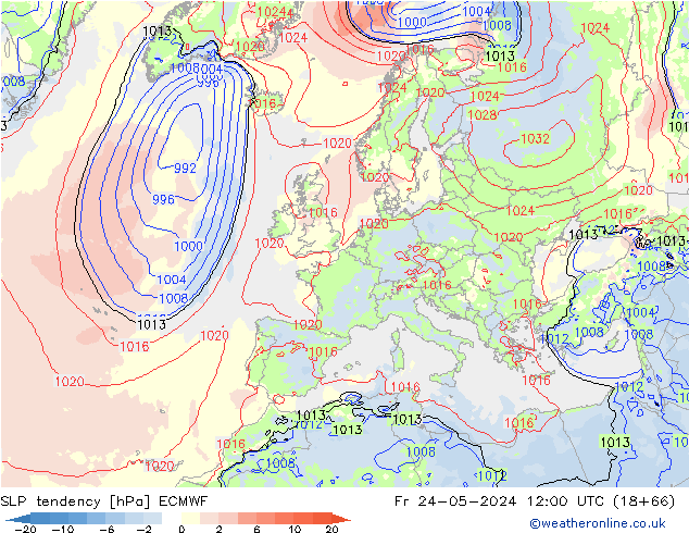 Drucktendenz ECMWF Fr 24.05.2024 12 UTC