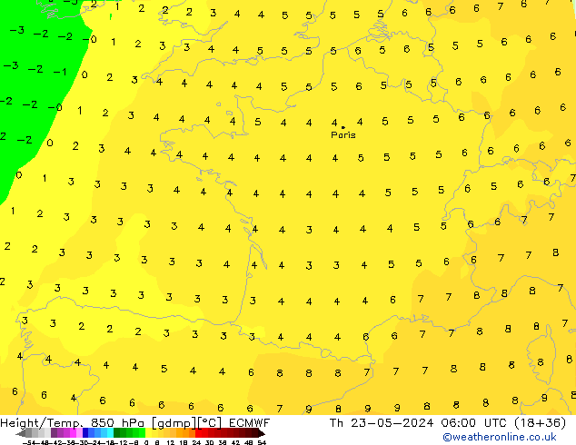 Z500/Rain (+SLP)/Z850 ECMWF czw. 23.05.2024 06 UTC