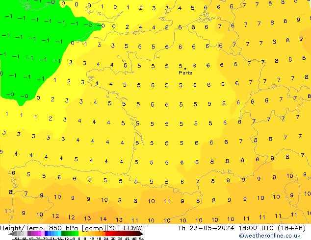 Z500/Rain (+SLP)/Z850 ECMWF Do 23.05.2024 18 UTC