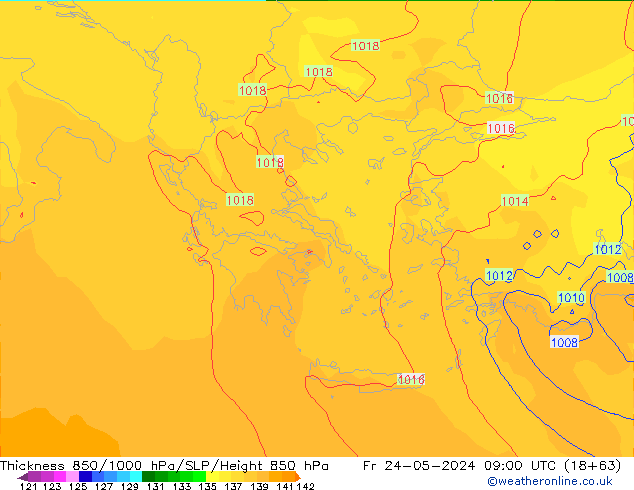 Thck 850-1000 hPa ECMWF ven 24.05.2024 09 UTC