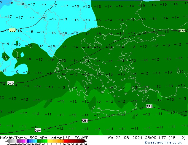 Z500/Rain (+SLP)/Z850 ECMWF śro. 22.05.2024 06 UTC