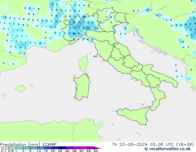 precipitação ECMWF Qui 23.05.2024 06 UTC