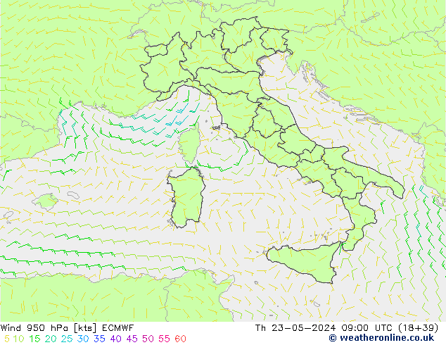 Rüzgar 950 hPa ECMWF Per 23.05.2024 09 UTC