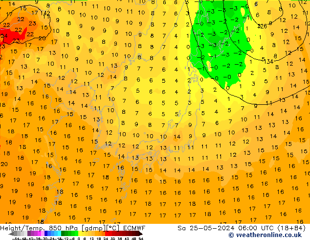 Z500/Rain (+SLP)/Z850 ECMWF Sáb 25.05.2024 06 UTC