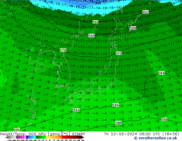 Z500/Rain (+SLP)/Z850 ECMWF jeu 23.05.2024 06 UTC