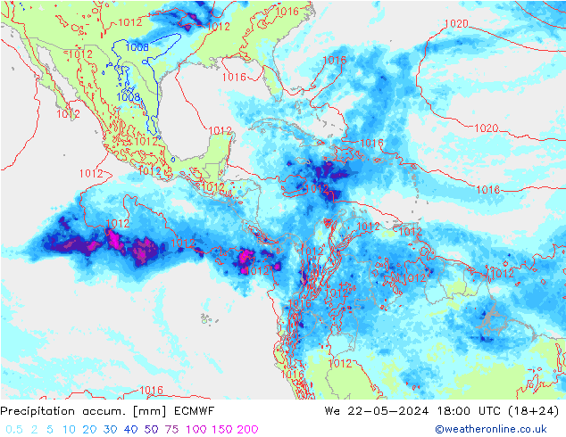 Precipitation accum. ECMWF St 22.05.2024 18 UTC