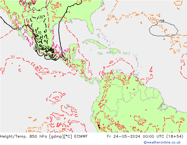 Z500/Regen(+SLP)/Z850 ECMWF vr 24.05.2024 00 UTC