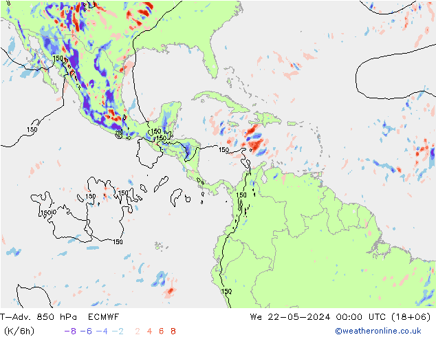 T-Adv. 850 hPa ECMWF We 22.05.2024 00 UTC