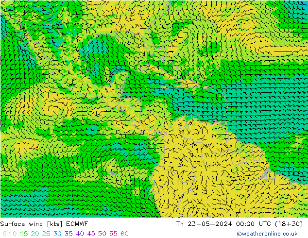 Rüzgar 10 m ECMWF Per 23.05.2024 00 UTC