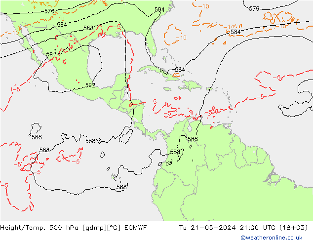 Yükseklik/Sıc. 500 hPa ECMWF Sa 21.05.2024 21 UTC