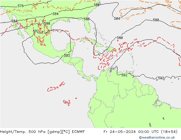 Z500/Regen(+SLP)/Z850 ECMWF vr 24.05.2024 00 UTC