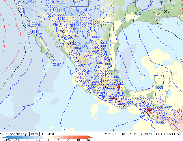 Tendencia de presión ECMWF mié 22.05.2024 00 UTC