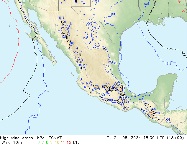 High wind areas ECMWF mar 21.05.2024 18 UTC