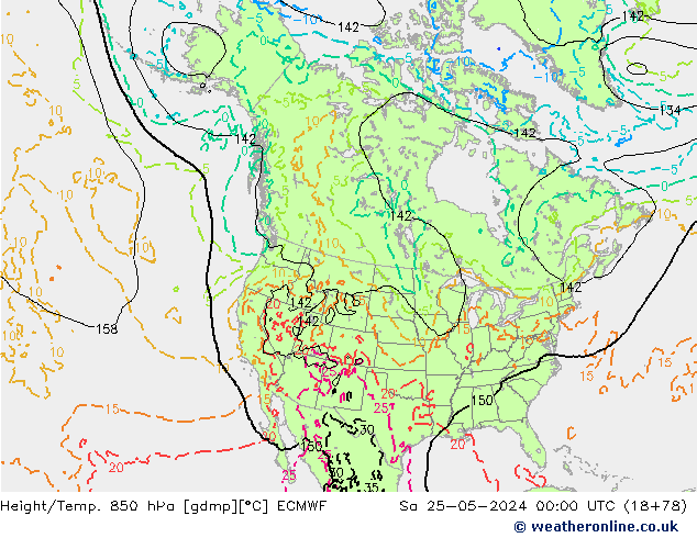 Z500/Rain (+SLP)/Z850 ECMWF sab 25.05.2024 00 UTC