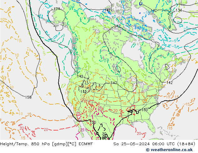 Z500/Rain (+SLP)/Z850 ECMWF Sa 25.05.2024 06 UTC