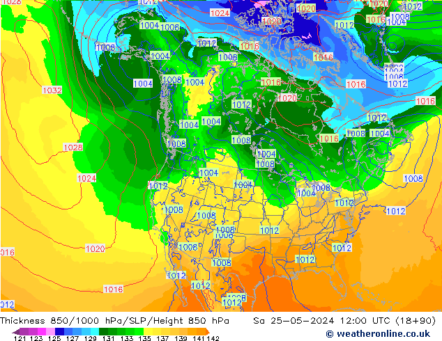 Schichtdicke 850-1000 hPa ECMWF Sa 25.05.2024 12 UTC