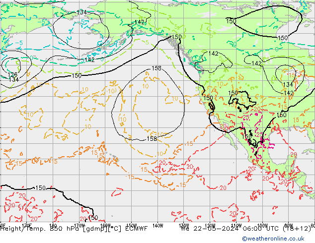 Z500/Rain (+SLP)/Z850 ECMWF St 22.05.2024 06 UTC