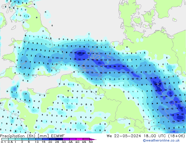 Z500/Rain (+SLP)/Z850 ECMWF Mi 22.05.2024 00 UTC