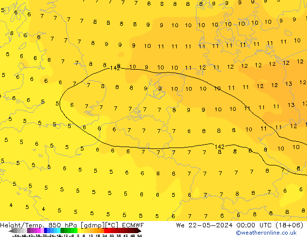 Z500/Rain (+SLP)/Z850 ECMWF Mi 22.05.2024 00 UTC