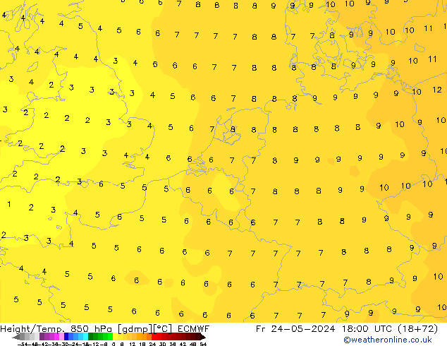 Z500/Yağmur (+YB)/Z850 ECMWF Cu 24.05.2024 18 UTC