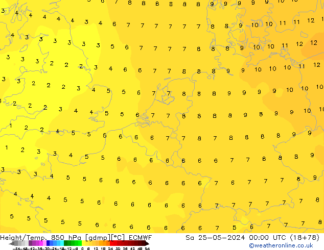 Z500/Yağmur (+YB)/Z850 ECMWF Cts 25.05.2024 00 UTC