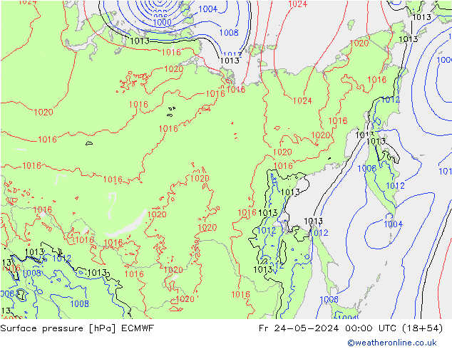 Atmosférický tlak ECMWF Pá 24.05.2024 00 UTC