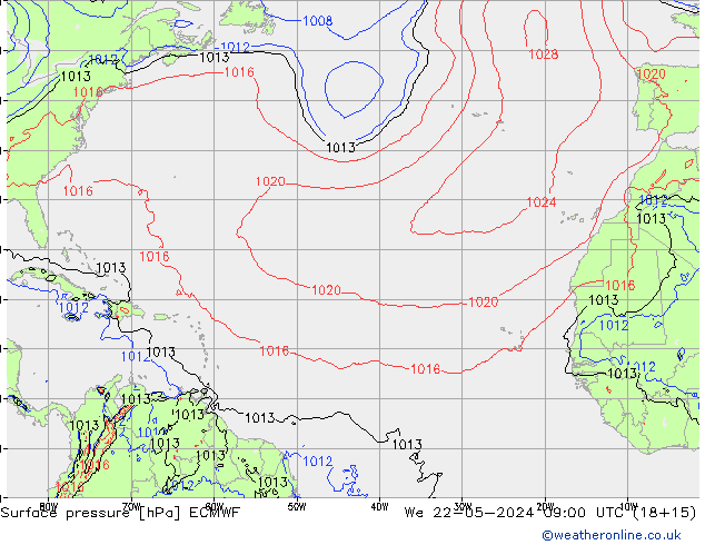 приземное давление ECMWF ср 22.05.2024 09 UTC