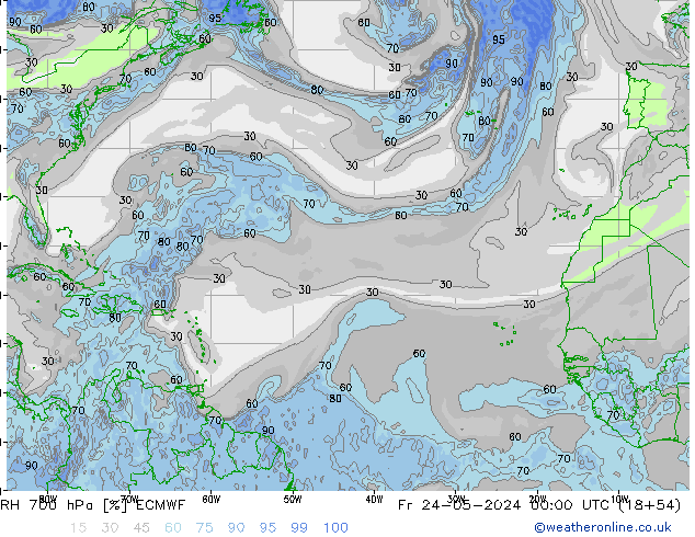 RH 700 hPa ECMWF Fr 24.05.2024 00 UTC