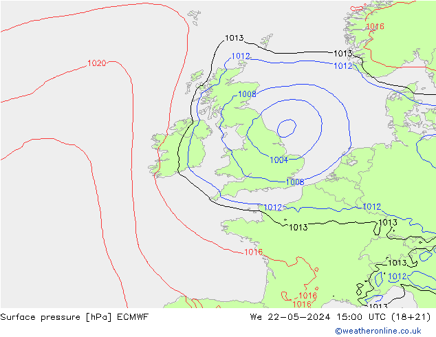 pression de l'air ECMWF mer 22.05.2024 15 UTC