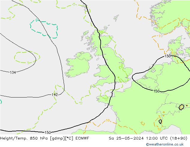 Z500/Rain (+SLP)/Z850 ECMWF Sáb 25.05.2024 12 UTC