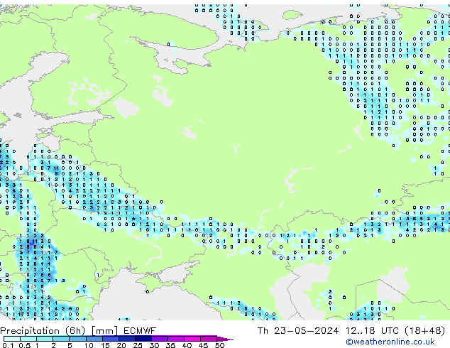 Z500/Rain (+SLP)/Z850 ECMWF gio 23.05.2024 18 UTC