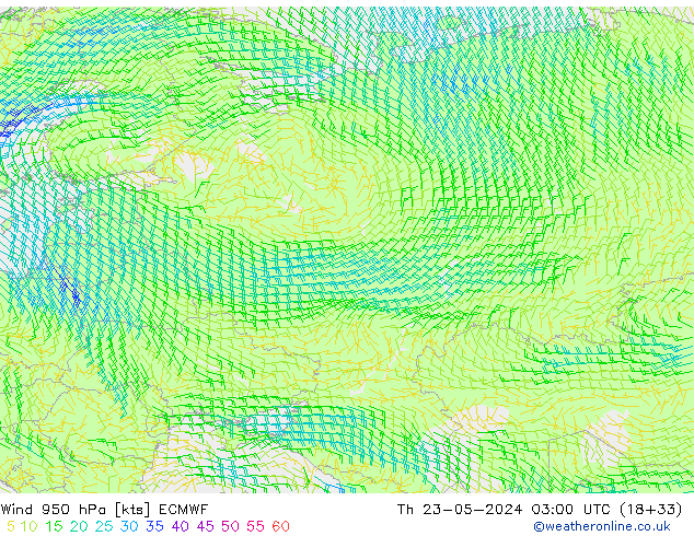 Rüzgar 950 hPa ECMWF Per 23.05.2024 03 UTC