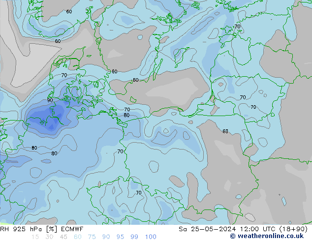 RH 925 hPa ECMWF Sa 25.05.2024 12 UTC
