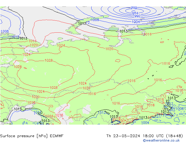 Surface pressure ECMWF Th 23.05.2024 18 UTC