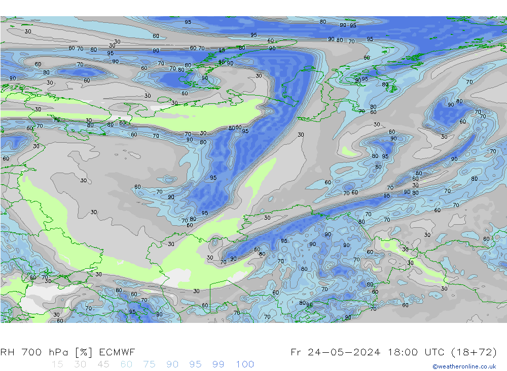 RH 700 hPa ECMWF  24.05.2024 18 UTC