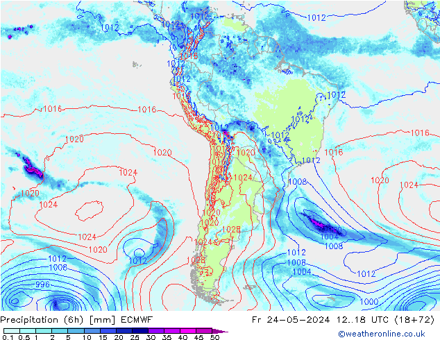 Z500/Rain (+SLP)/Z850 ECMWF Fr 24.05.2024 18 UTC