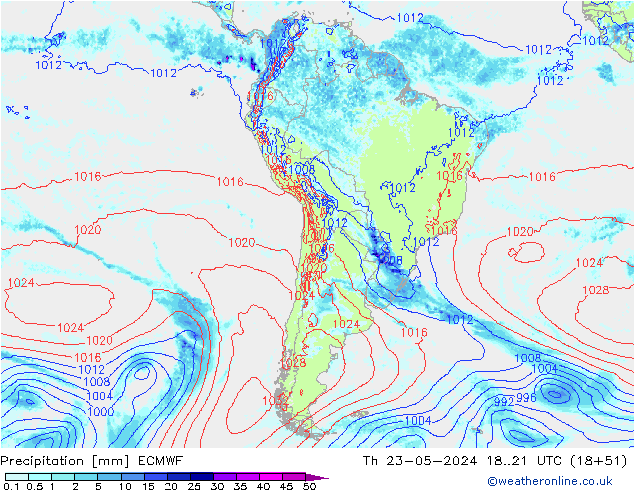 precipitação ECMWF Qui 23.05.2024 21 UTC