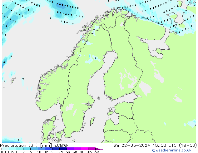 Prec 6h/Wind 10m/950 ECMWF Mi 22.05.2024 00 UTC