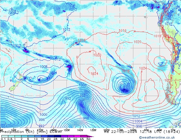 Z500/Rain (+SLP)/Z850 ECMWF ср 22.05.2024 18 UTC