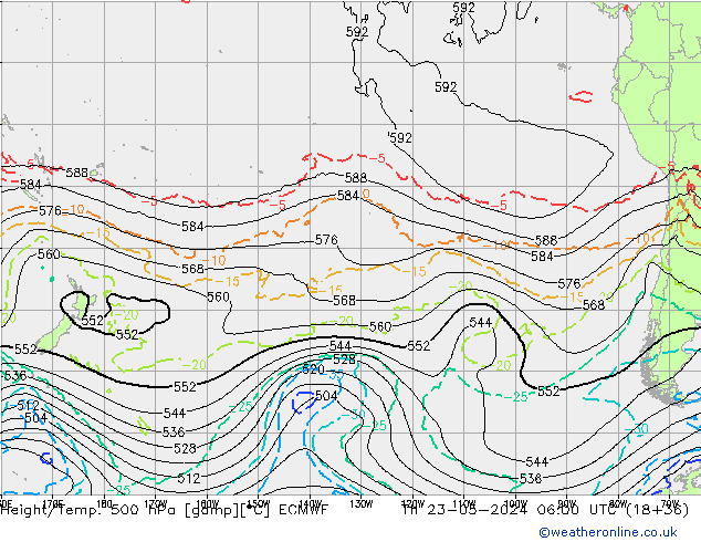 Z500/Rain (+SLP)/Z850 ECMWF gio 23.05.2024 06 UTC