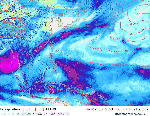 Totale neerslag ECMWF za 25.05.2024 12 UTC