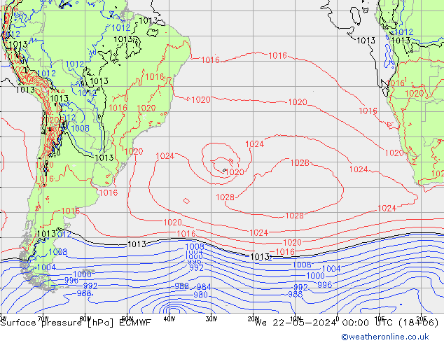 ciśnienie ECMWF śro. 22.05.2024 00 UTC